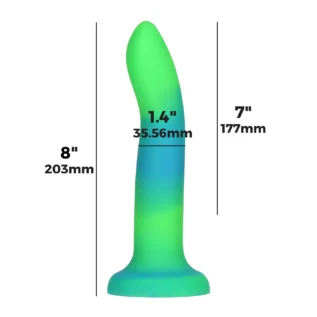 Зображення Фалоімітатор, що світиться в темряві, ADDICTION Rave 8″, Glow in the Dark Dildo Blue Green