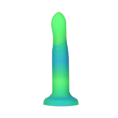Зображення Фалоімітатор, що світиться в темряві, ADDICTION Rave 8″, Glow in the Dark Dildo Blue Green