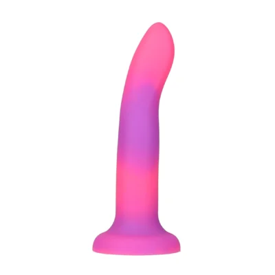 Фалоімітатор, що світиться в темряві, ADDICTION Rave 8″, Glow in the Dark Dildo Pink Purple