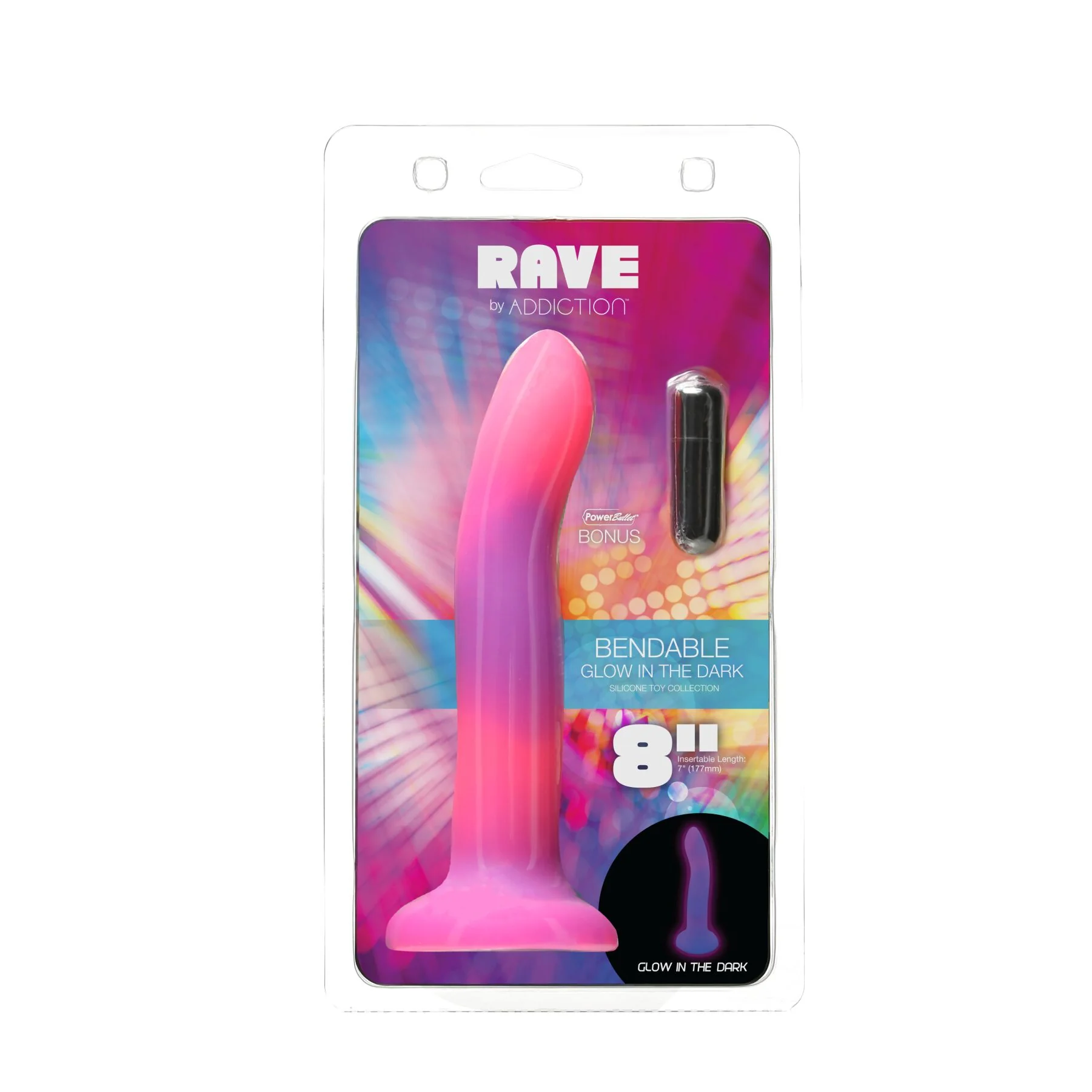 Фалоімітатор, що світиться в темряві, ADDICTION Rave 8″, Glow in the Dark Dildo Pink Purple 10 Фалоімітатор, що світиться в темряві, ADDICTION Rave 8″, Glow in the Dark Dildo Pink Purple - Зображення 8