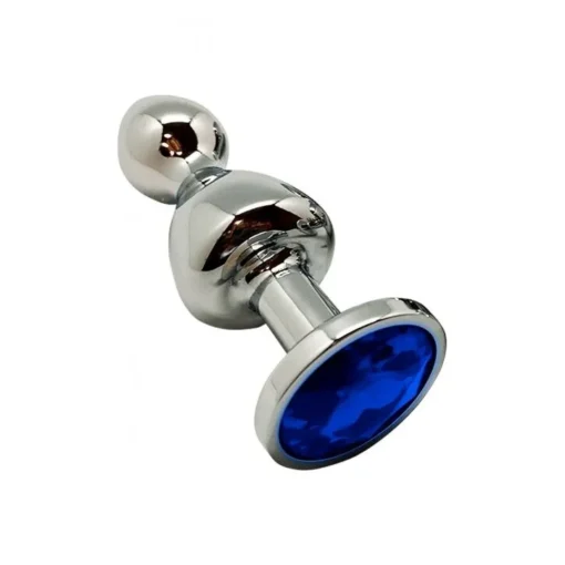 Металева анальна пробка Wooomy Lollypop Double Ball Metal Plug Blue L