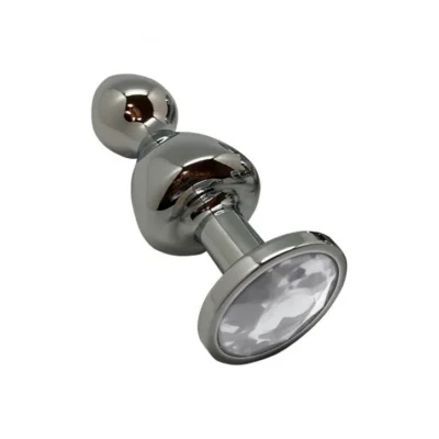 Металева анальна пробка Wooomy Lollypop Double Ball Metal Plug L