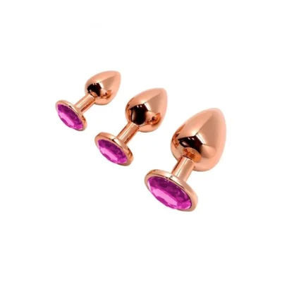 Зображення Металева анальна пробка Wooomy Tralalo Rose Gold Metal Plug Magenta S