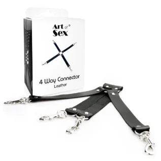 Хрестовина з натуральної шкіри Art of Sex – 4 Way Connector чорний 8 Хрестовина з натуральної шкіри Art of Sex – 4 Way Connector чорний - Зображення 3