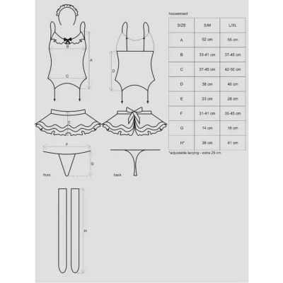 Еротичний костюм покоївки зі спідницею Obsessive Housemaid S/M 13 Зображення Еротичний костюм покоївки зі спідницею Obsessive Housemaid S/M