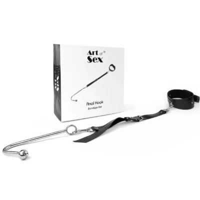 Alternative view of Анальний гак 2 із нашийником з натуральної шкіри Art of Sex - Anal hook