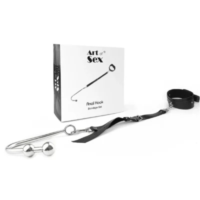 Alternative view of Анальний гак 3 із нашийником з натуральної шкіри Art of Sex - Anal hook