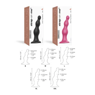 Насадка для страпона Strap-On-Me Dildo Plug Beads Framboise Metallic - Зображення 5