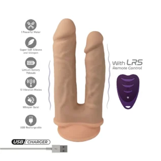 Зображення Подвійний фалоімітатор з вібрацією SilexD Double Gusto Vibro Flesh