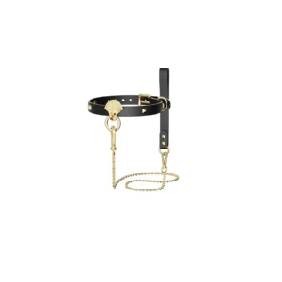 Розкішний нашийник з повідцем Zalo Collar & Leash Set Black