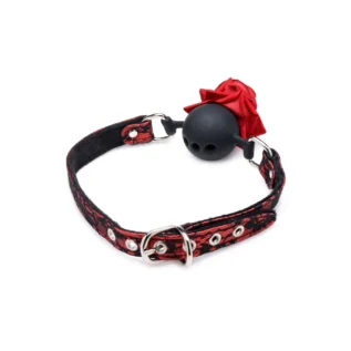 Кляп з трояндою Master Series: Eye-Catching Ball Gag With Rose чорно-червоний 13 Кляп з трояндою Master Series: Eye-Catching Ball Gag With Rose чорно-червоний - Зображення 4