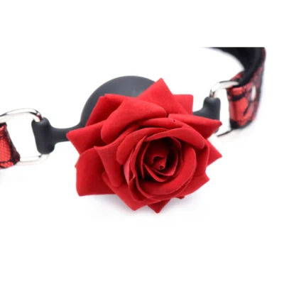 Кляп з трояндою Master Series: Eye-Catching Ball Gag With Rose чорно-червоний 12 Зображення Кляп з трояндою Master Series: Eye-Catching Ball Gag With Rose чорно-червоний
