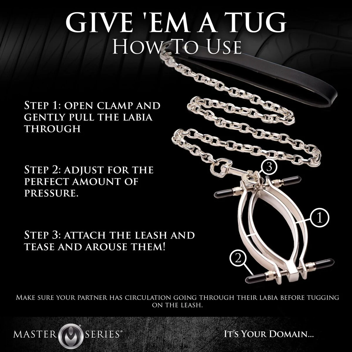 Затискач для статевих губ Master Series: Pussy Tugger Adjustable Vagina Clamp with Chain 8 Затискач для статевих губ Master Series: Pussy Tugger Adjustable Vagina Clamp with Chain - Зображення 6