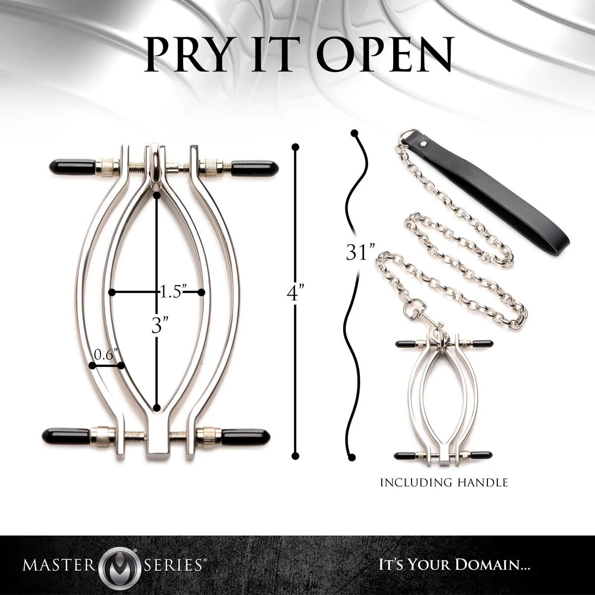 Затискач для статевих губ Master Series: Pussy Tugger Adjustable Vagina Clamp with Chain 7 Затискач для статевих губ Master Series: Pussy Tugger Adjustable Vagina Clamp with Chain - Зображення 5