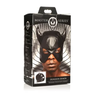 Зображення Маска з рогами Master Series: Dungeon Demon Bondage Mask with Horns