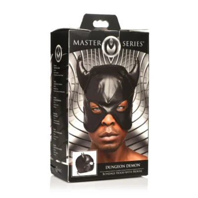 Зображення Маска з рогами Master Series: Dungeon Demon Bondage Mask with Horns