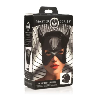 Зображення Маска з рогами Master Series: Dungeon Demon Bondage Mask with Horns
