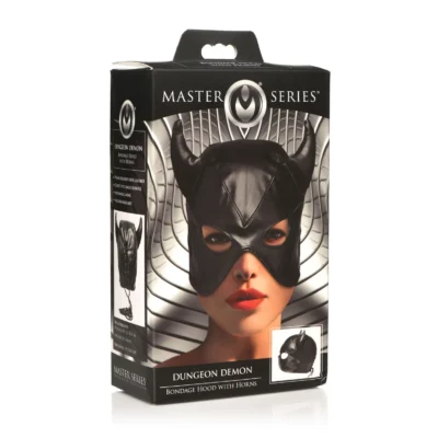 Зображення Маска з рогами Master Series: Dungeon Demon Bondage Mask with Horns