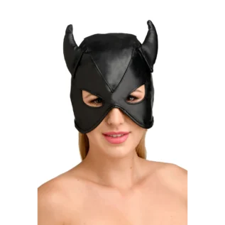 Маска з рогами Master Series: Dungeon Demon Bondage Mask with Horns