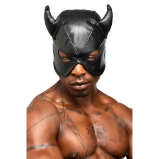Зображення Маска з рогами Master Series: Dungeon Demon Bondage Mask with Horns