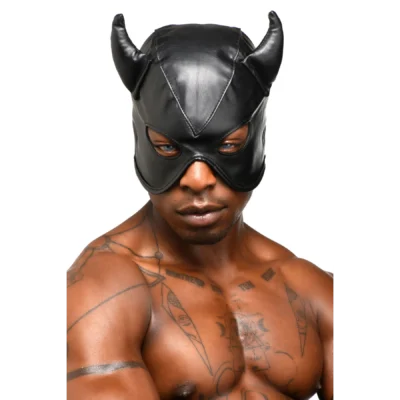 Зображення Маска з рогами Master Series: Dungeon Demon Bondage Mask with Horns