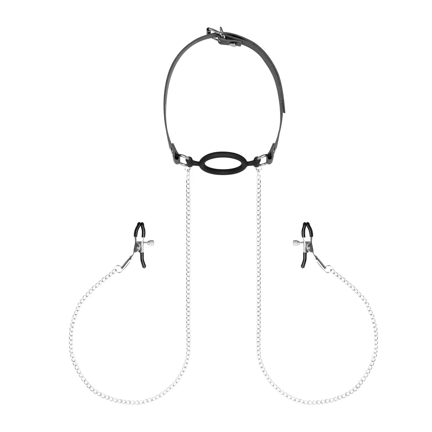 Затискачі з кляпом для сосків Bedroom Fantasies: Nipple Clamps & Silicone Gag Ring 3 Затискачі з кляпом для сосків Bedroom Fantasies: Nipple Clamps & Silicone Gag Ring