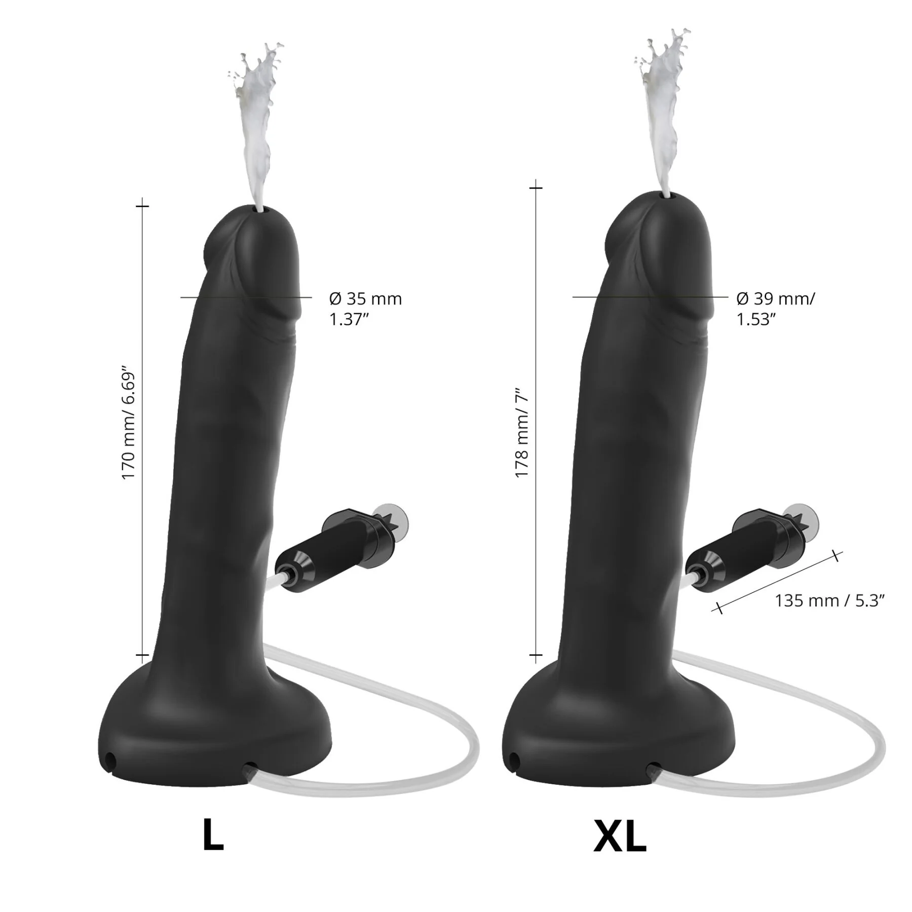 Фалоімітатор, що кінчає Strap-On-Me Squirting Cum Dildo Realistic Black, діам. 3,9 cm 5 Фалоімітатор, що кінчає Strap-On-Me Squirting Cum Dildo Realistic Black, діам. 3,9 cm - Зображення 3