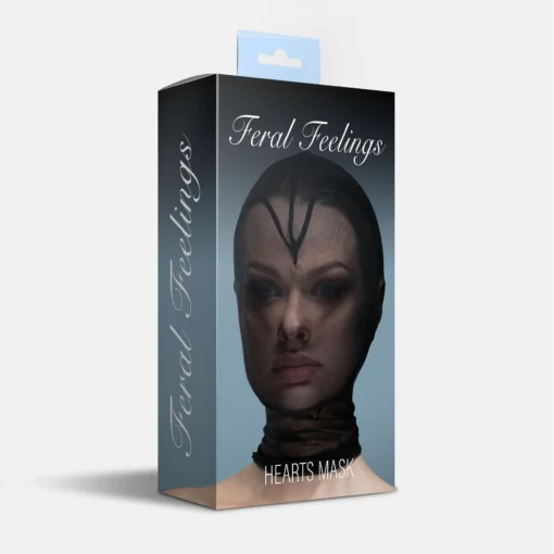 Маска серце сітка із повністю закритим обличчям Feral Feelings - Hearts Mask Black/Black - Зображення 2