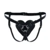 Трусики Серце для страпону з натуральної шкіри Feral Feelings - Hearts Strap-on Belt Black
