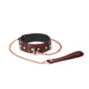 Шкіряний нашийник з повідцем Liebe Seele Wine  Collar and Leash