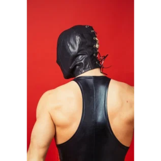 Alternative view of Закритий шкіряний капюшон  Deprivation mask Leather