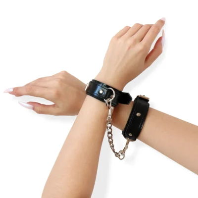 Зображення Набір BDSM Art of Sex - Emoji, наручники та поножі, екошкіра, чорний