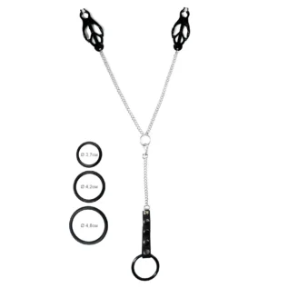 Затискач для сосків Art of Sex - Nipple Clamps for Men Black  clover