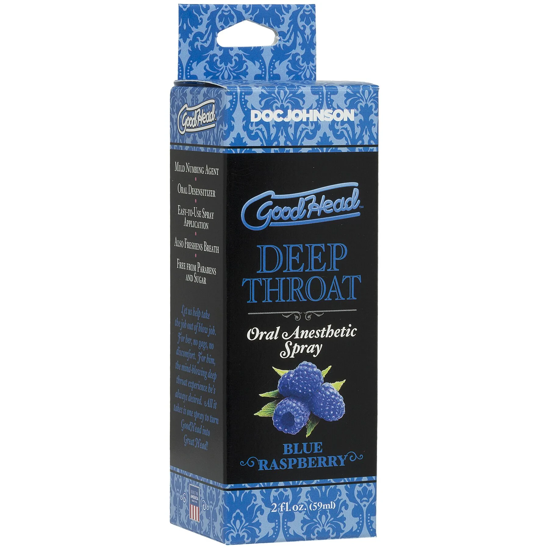 Спрей для мінету Doc Johnson GoodHead DeepThroat Spray - Blue Raspberry 59ml 4 Спрей для мінету Doc Johnson GoodHead DeepThroat Spray - Blue Raspberry 59ml - Зображення 2