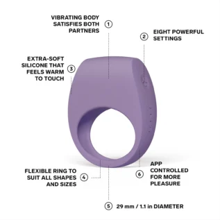 Зображення Ерекційне кільце з вібрацією LELO Tor 3 Violet Dusk
