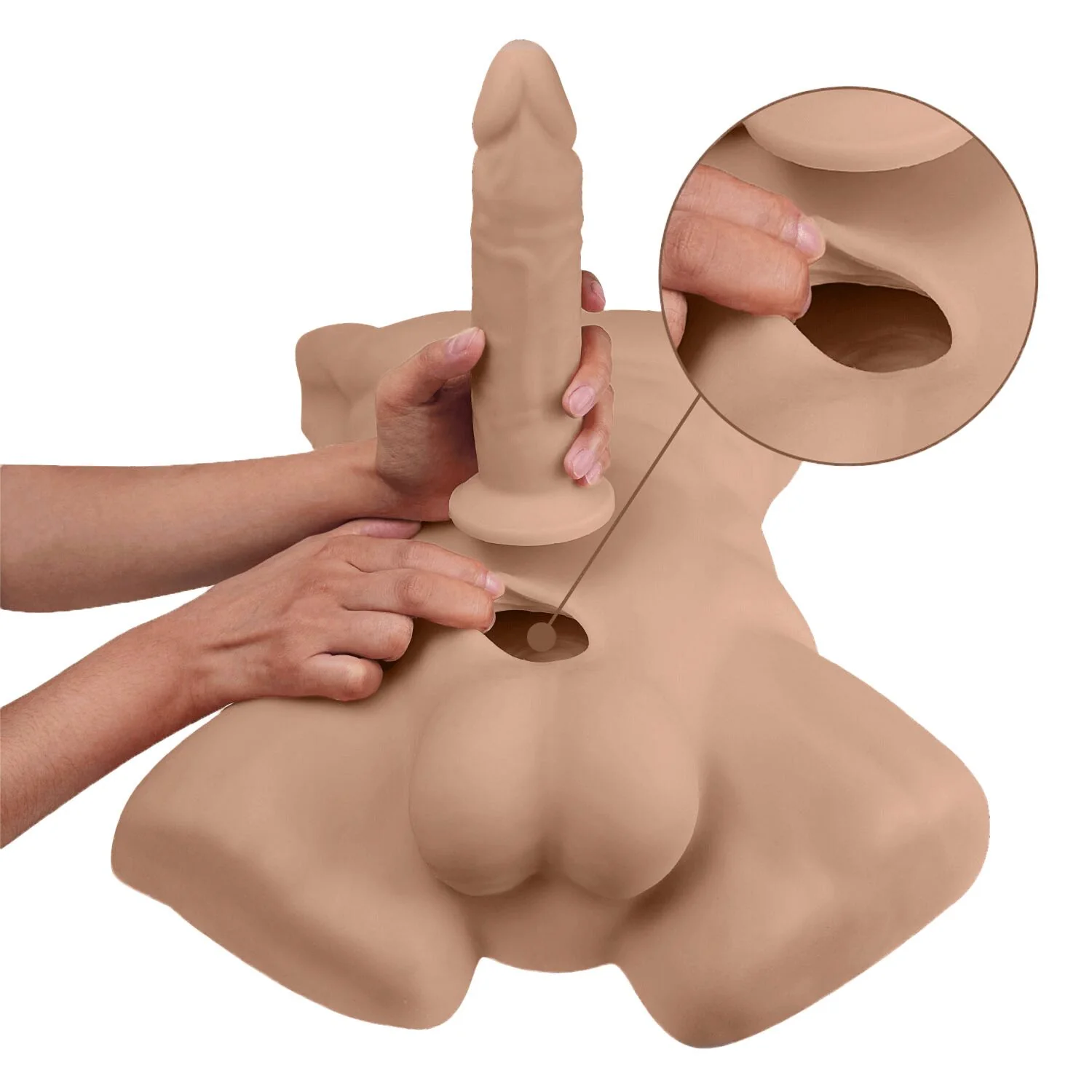 Торс з фалоімітатором на присосці SilexD Apollo L Male Torso Caramel 6 Торс з фалоімітатором на присосці SilexD Apollo L Male Torso Caramel - Зображення 4