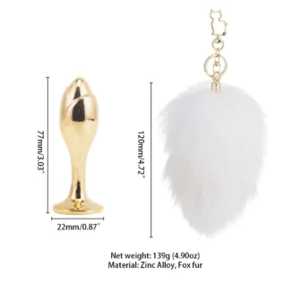Зображення Металева анальна пробка Кролячий хвост LOCKINK SEVANDA White Bunny-Tail Anal Rose-shape Plug