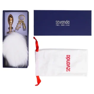 Зображення Металева анальна пробка Кролячий хвост LOCKINK SEVANDA White Bunny-Tail Anal Rose-shape Plug