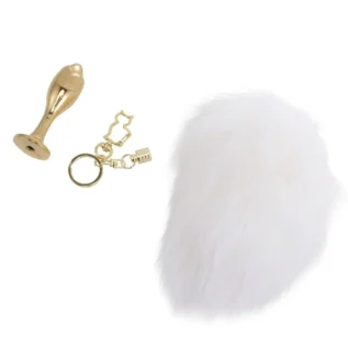 Зображення Металева анальна пробка Кролячий хвост LOCKINK SEVANDA White Bunny-Tail Anal Rose-shape Plug