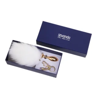 Зображення Металева анальна пробка Кролячий хвост LOCKINK SEVANDA White Bunny-Tail Anal Pear-shape Plug