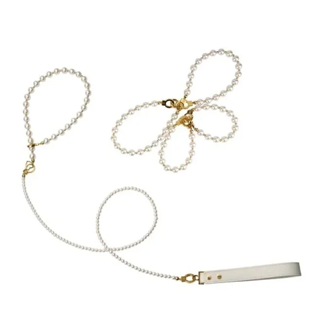 Перлинний нашийник з повідцем та наручниками LOCKINK Pearl Bondage & Restraint Set 3 Перлинний нашийник з повідцем та наручниками LOCKINK Pearl Bondage & Restraint Set