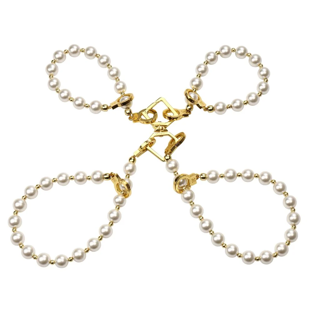 Перлинний нашийник з повідцем та наручниками LOCKINK Pearl Bondage & Restraint Set 5 Перлинний нашийник з повідцем та наручниками LOCKINK Pearl Bondage & Restraint Set - Зображення 3