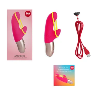 Мінівібратор-кролик зі стимулювальною стрічкою Fun Factory AMORINO pink/neon yellow 10 Зображення Мінівібратор-кролик зі стимулювальною стрічкою Fun Factory AMORINO pink/neon yellow