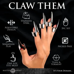 Набір кілець з кігтями Master Series Five-Piece Sensation Claw Rings - Silver 18 Набір кілець з кігтями Master Series Five-Piece Sensation Claw Rings - Silver - Зображення 8