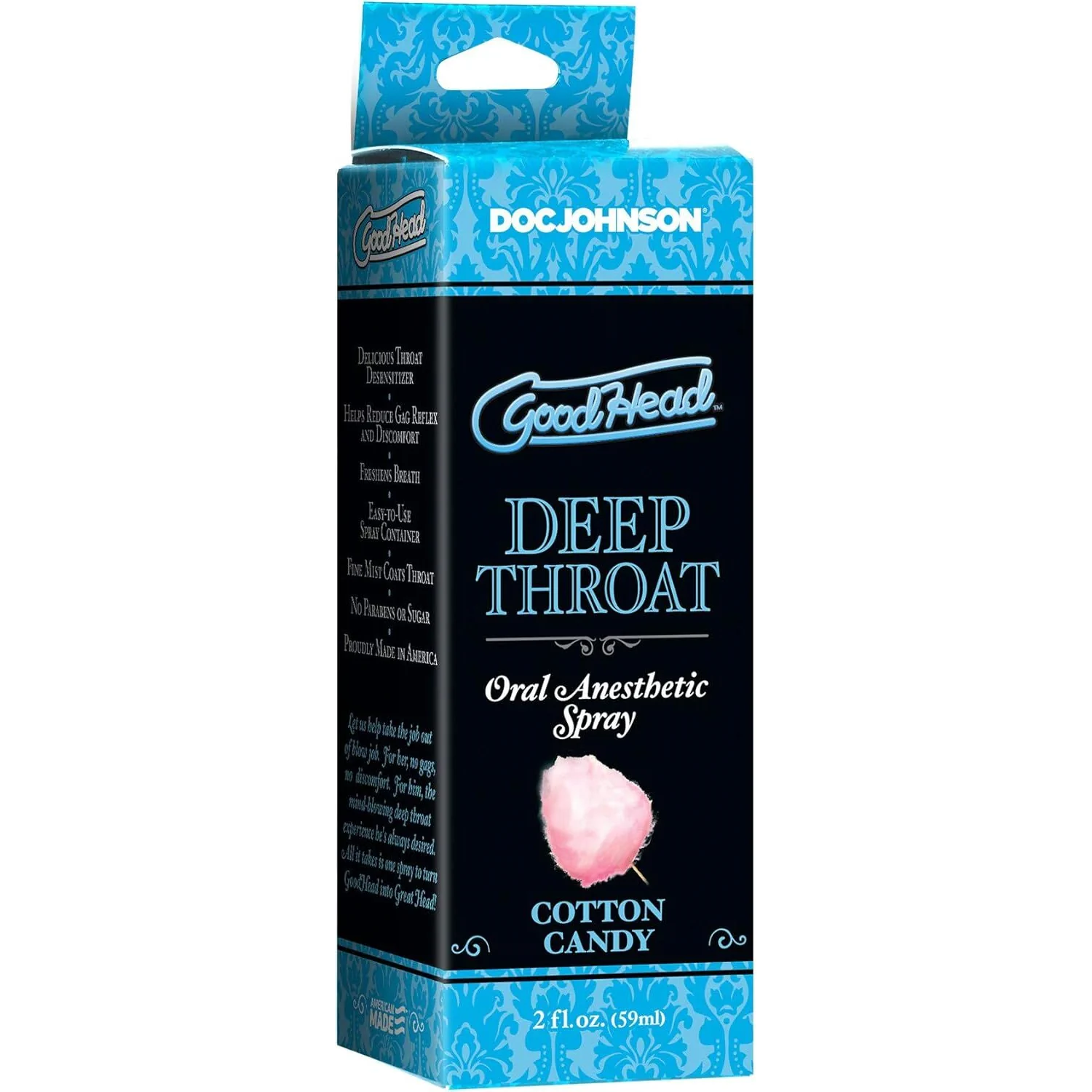 Спрей для мінету Doc Johnson GoodHead DeepThroat Spray - Cotton Candy 59ml 4 Спрей для мінету Doc Johnson GoodHead DeepThroat Spray - Cotton Candy 59ml - Зображення 2