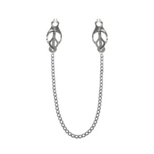 Затискачі для сосків з ланцюжком Feral Feelings - Clover nipple clamps срібло/білий