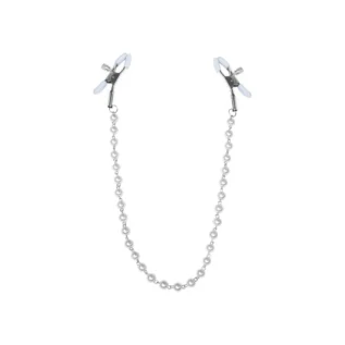 Затискачі для сосків з перлинами Feral Feelings - Nipple clamps Pearls срібло/білий