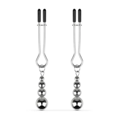 Затискачі для сосків Bedroom Fantasies: Nipple Clamps with Beaded Chain - Silver