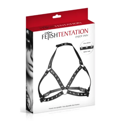 Зображення Портупея з металевими шипами Fetish Tentation Sexy Adjustable Chest Harness