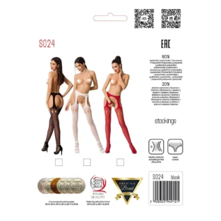 Еротичні панчохи-стокінги Passion S024 One Size, імітація панчіх та пояса з гартерами - Зображення 6
